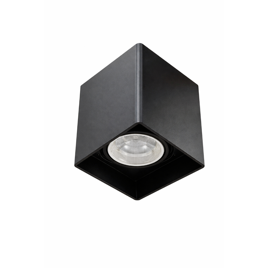 Spot Sobrepor Quadrado Preto com Lâmpada Gu10 MR16 preto de teto