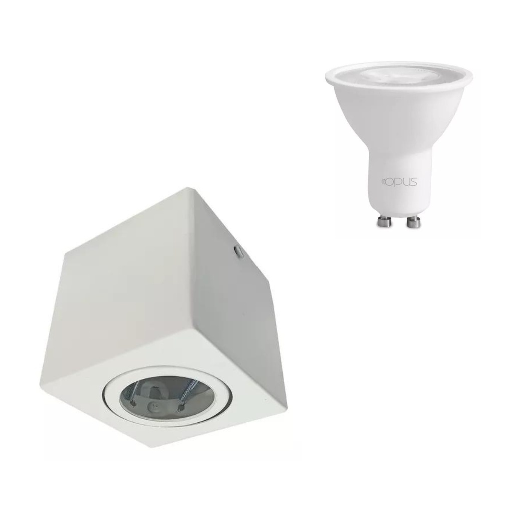 Luminária de Teto Spot Plafon Sobrepor Alumínio + Lâmpada Led Dicroica Mr16 Gu10 Bivolt
