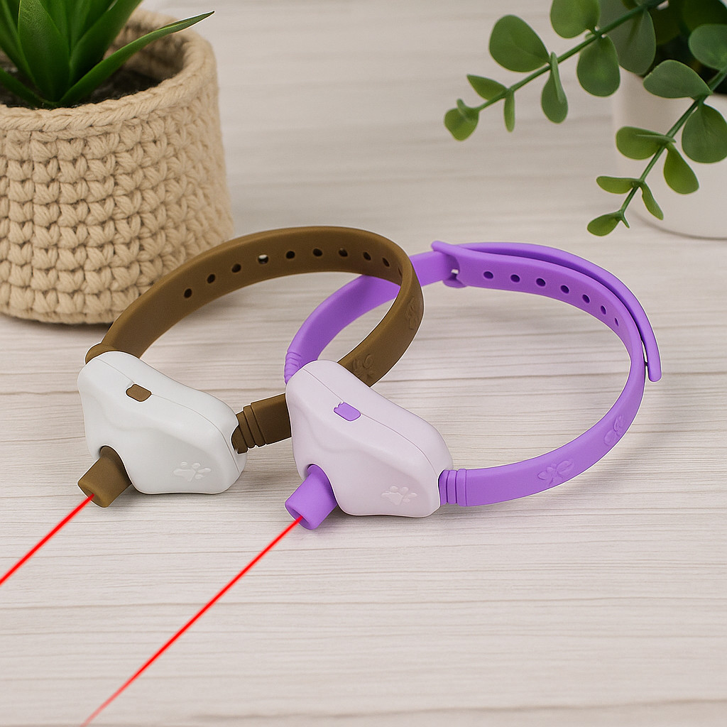 Coleira com Laser Point para Gatos Pet Antialérgica Brinquedo Interativo Promove Atividade Física e Relaxamento
