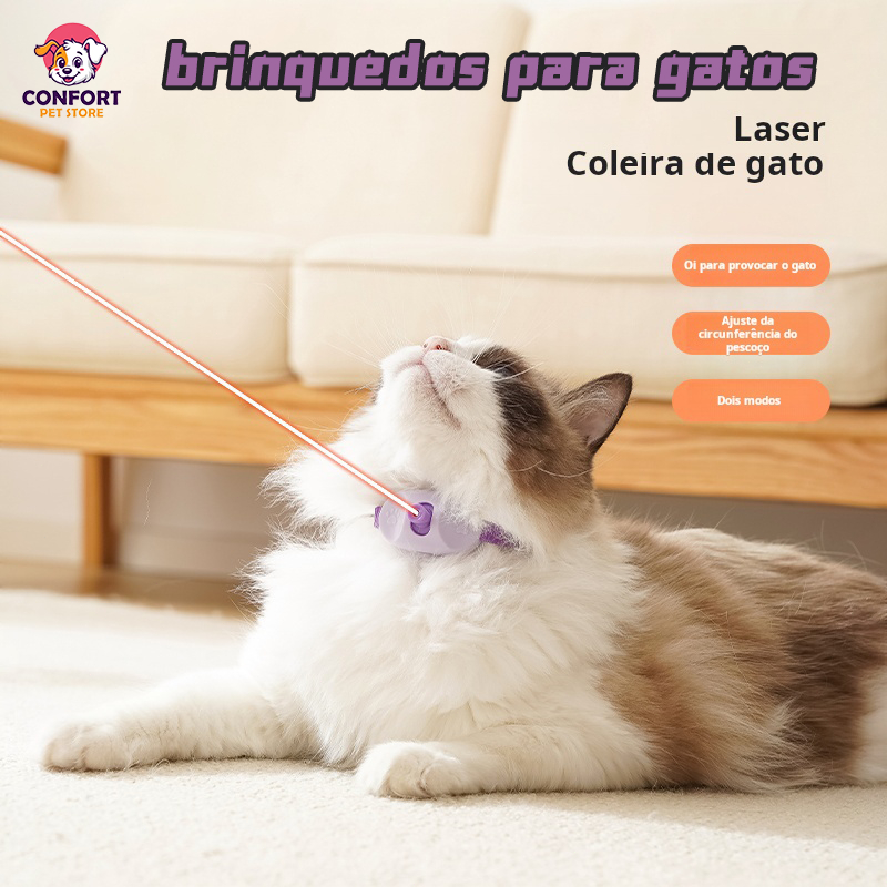 Coleira Colar para Gatos Pet C/ Laser Interativo Brincadeira Brinquedos para gatos, brinquedos para provocar gatos