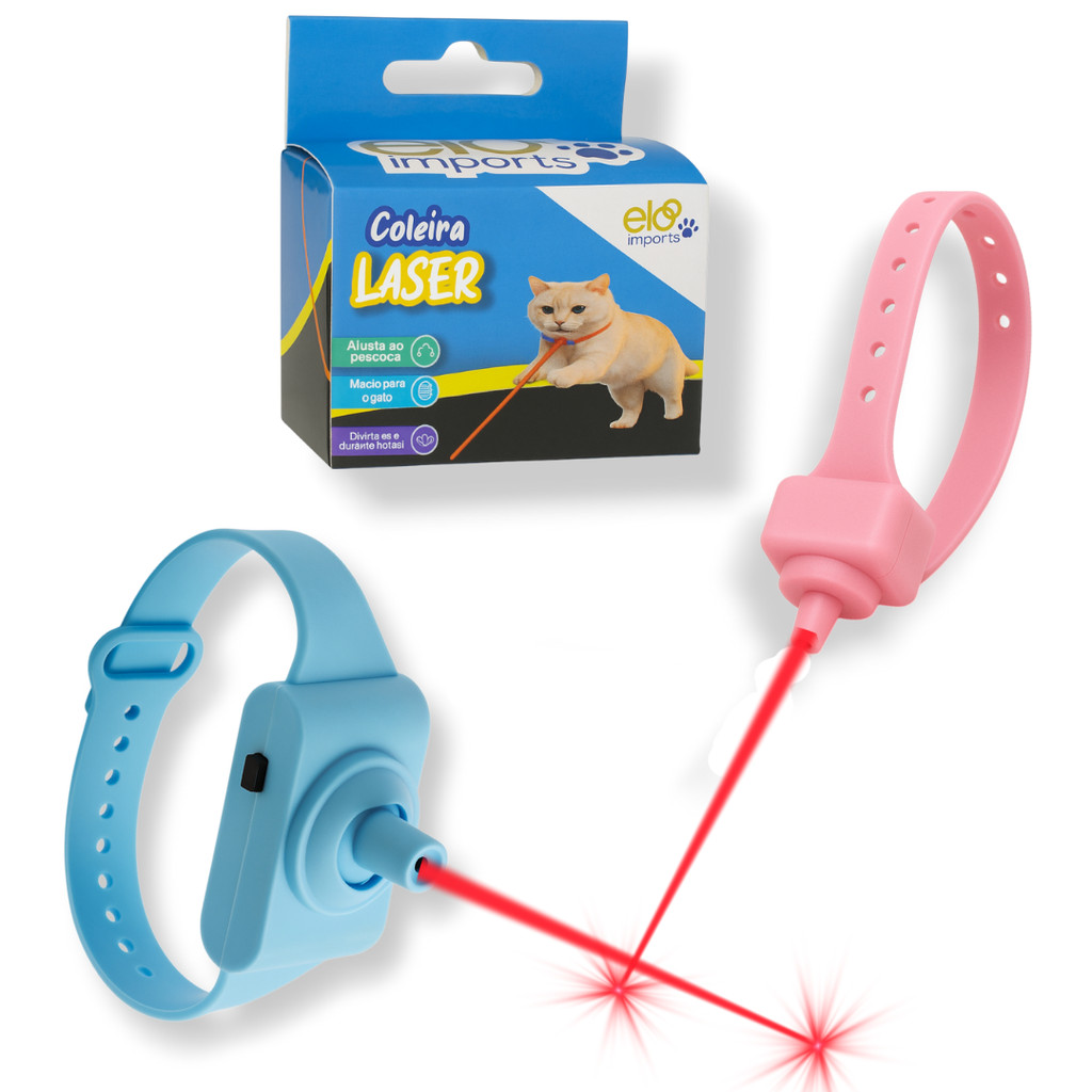 coleira laser azul gato pet premium