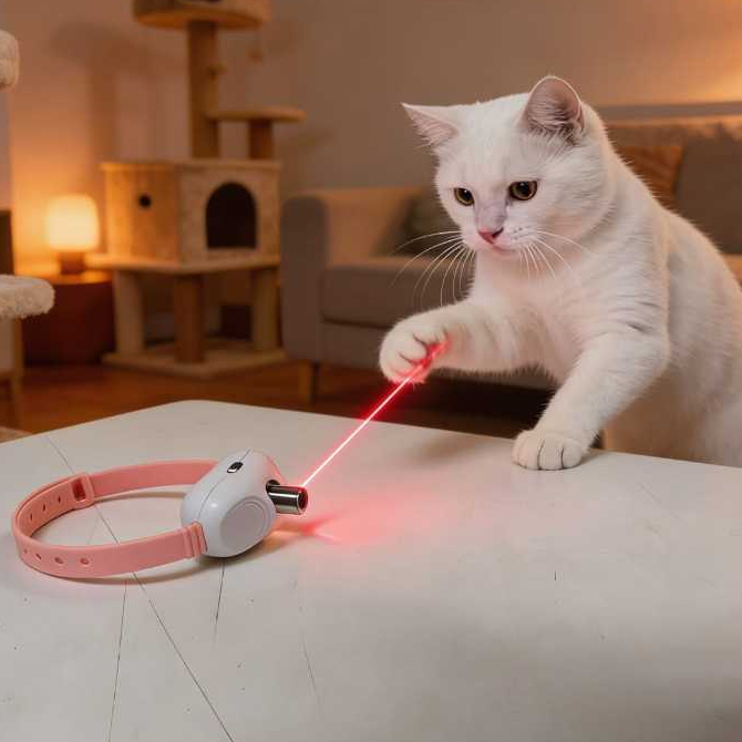 Coleira Para Gato Com Laser Recarregável USB Automático Sem Pilha Brinquedo Interativo Pet