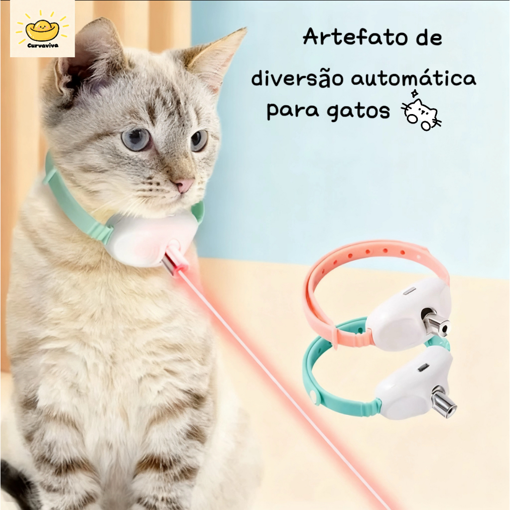 Brinquedo Laser Para Gatos Animais De Estimação USB Coleira c/ LED De Gato Curvaviva