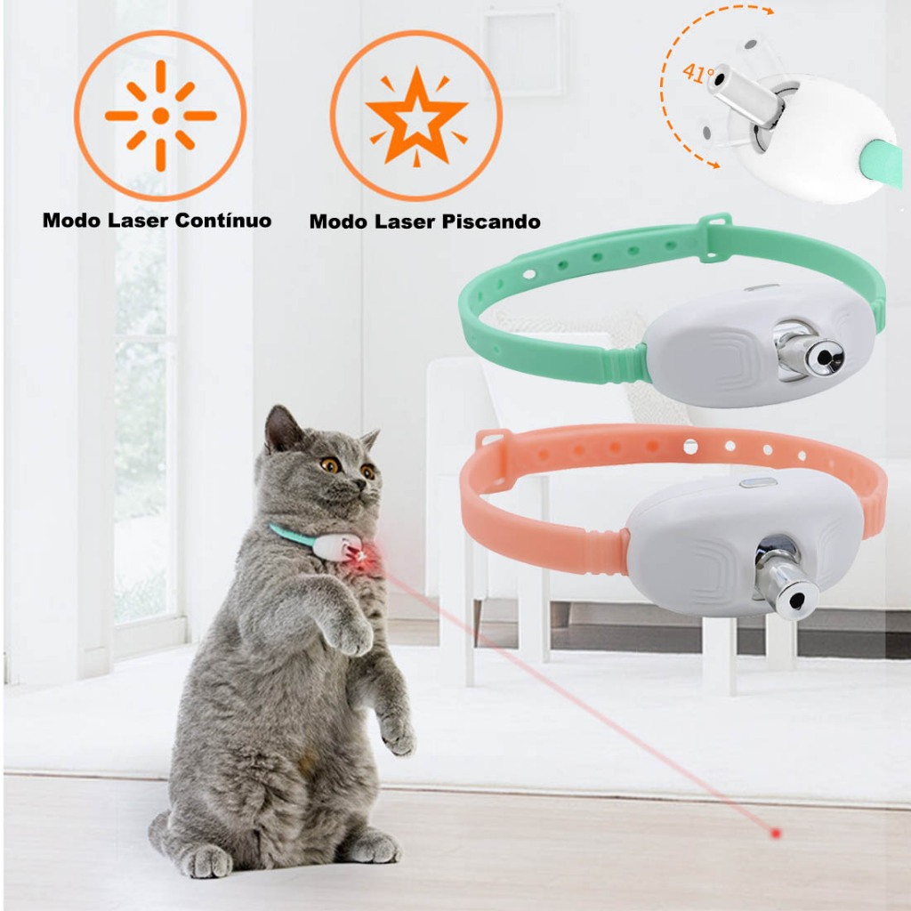 Smart Coleira Laser Gatos Pet Alívio Ansiedade, Autoentretenimento LED Infravermelho