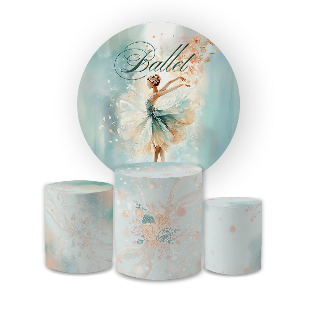 Kit Festa Ballet Clássico   - Painéis em Tecido Sublimado Premium Estampa Digital Delicada Bailarina