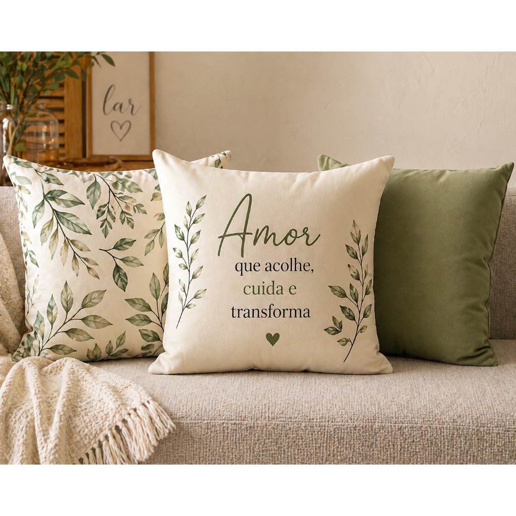 Trio de capas de almofadas Sublimadas  com estampas digitais