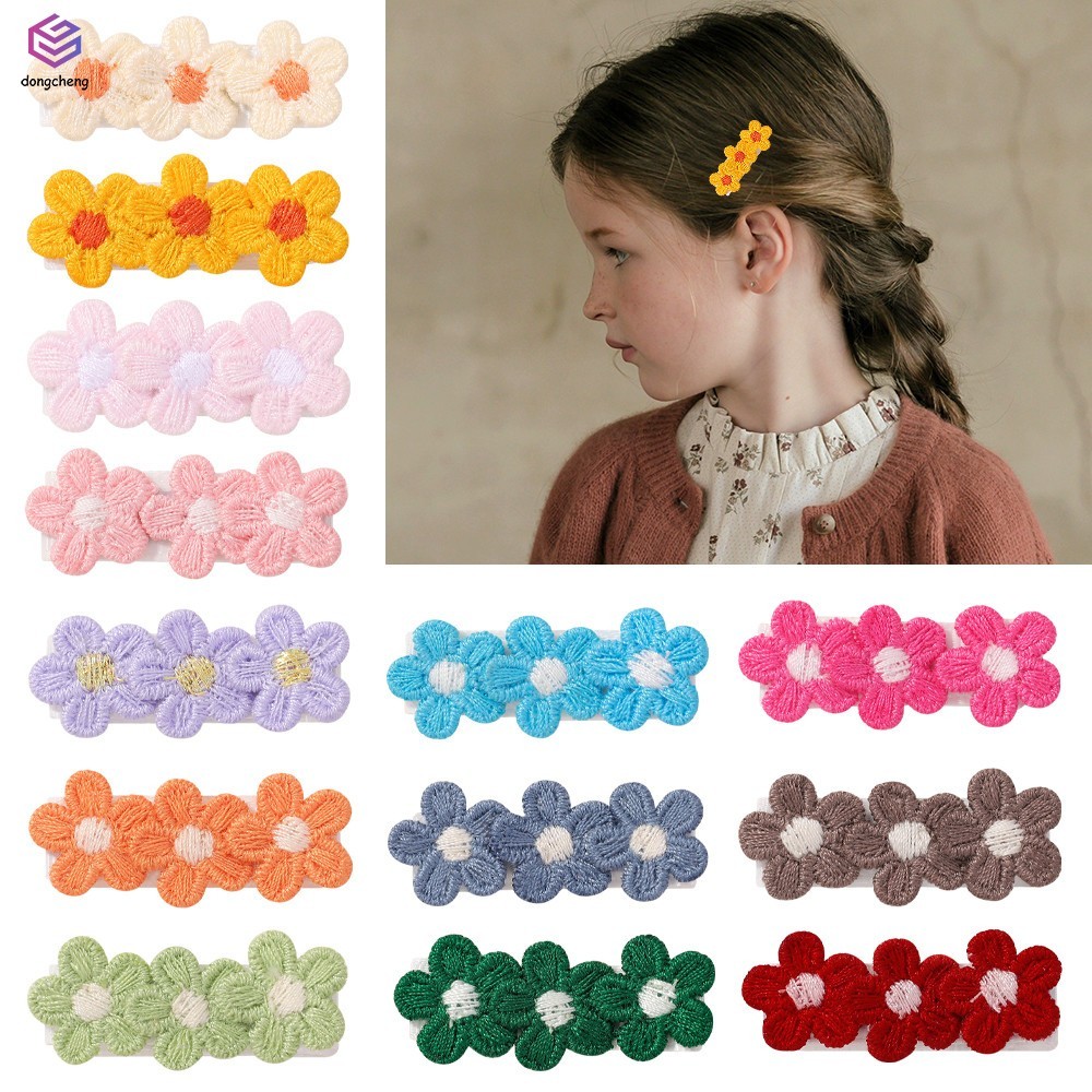 Conjunto De Grampo De Cabelo De Malha De Flor Estilo Pastoral , Acessório Infantil , Clipe De Bolsa De Bico De Pato Retr