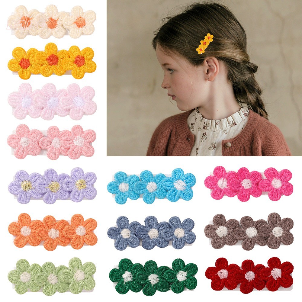 Conjunto De Grampo De Cabelo De Malha De Flor Estilo Pastoral , Acessório Infantil , Clipe De Bolsa De Bico De Pato Retr