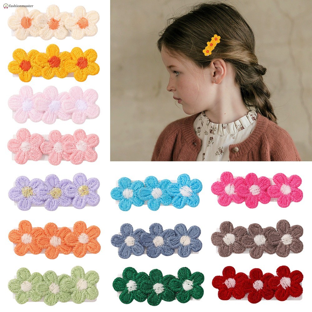 Conjunto De Grampo De Cabelo De Malha De Flor Estilo Pastoral , Acessório Infantil , Clipe De Bolsa De Bico De Pato Retr