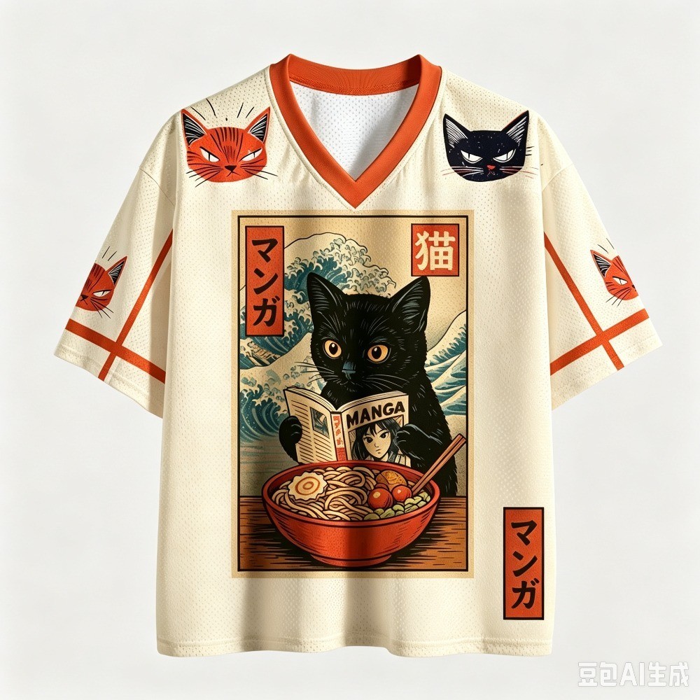 [Nome Personalizado Grátis] Camiseta Unissex Divertida Mangá Gato Leitura Livro Macarrão Tigela Estampa Gráfica Top Retr