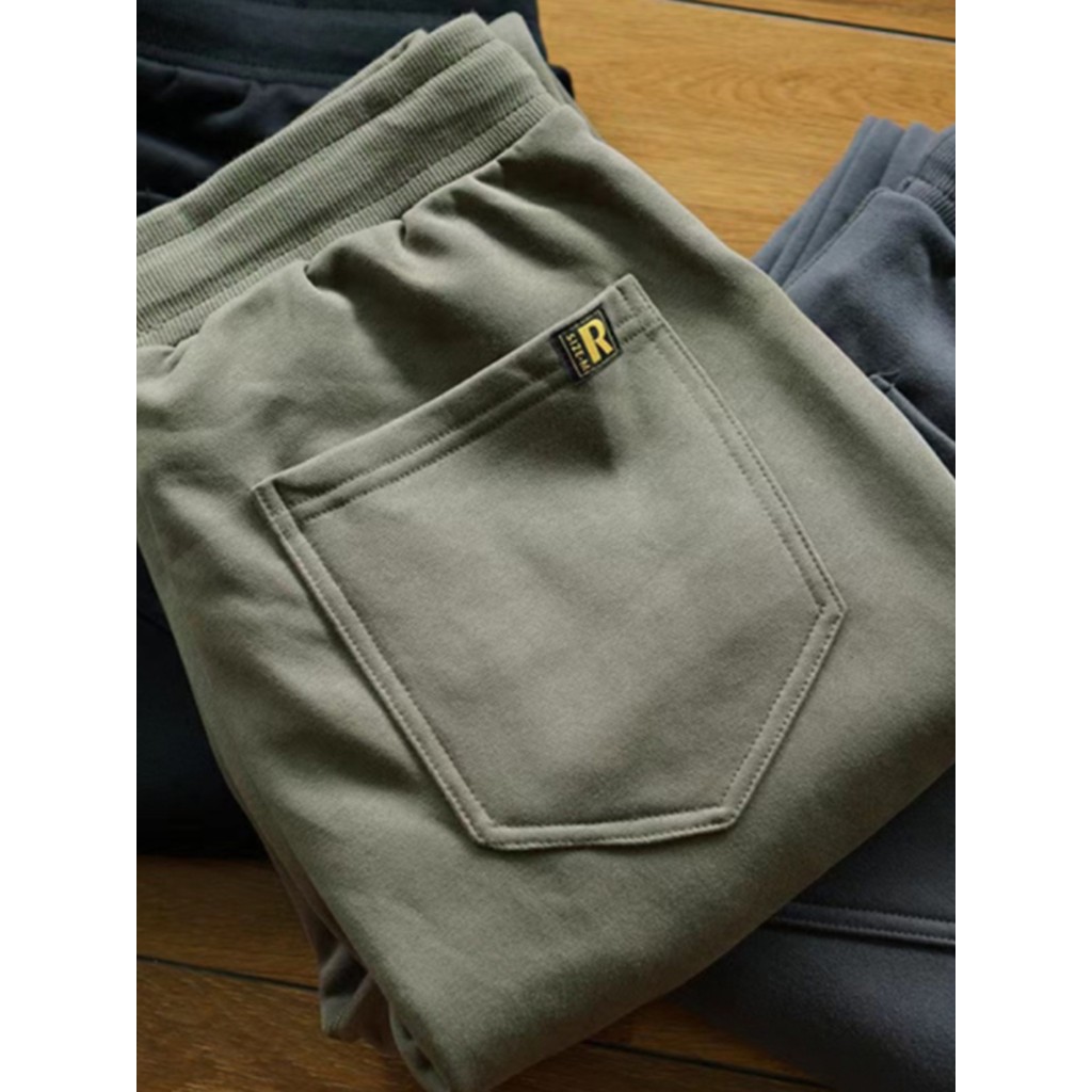 Outono estilo puro algodão malha calças casuais masculinas cintura elástica solta Harem Sweatpants cintura elástica Retr