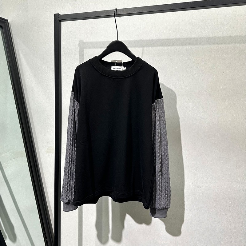 Primavera Original estilo escuro malha costura solta em torno do pescoço pulôver moletom Popular moda rufião bonito Retr