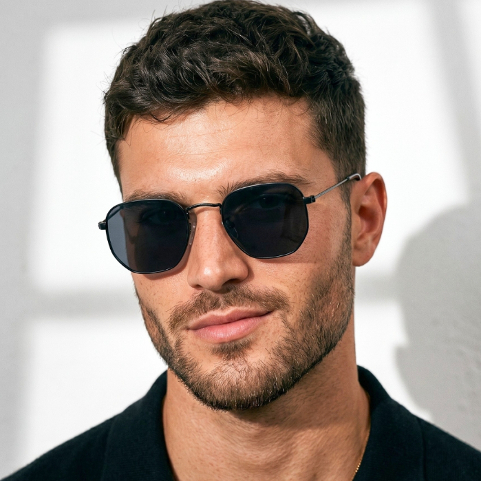 Óculos de Sol Hexagonal Preto All Black Mais Vendido Classico Elegante Luxo uv400 Masculino Feminino