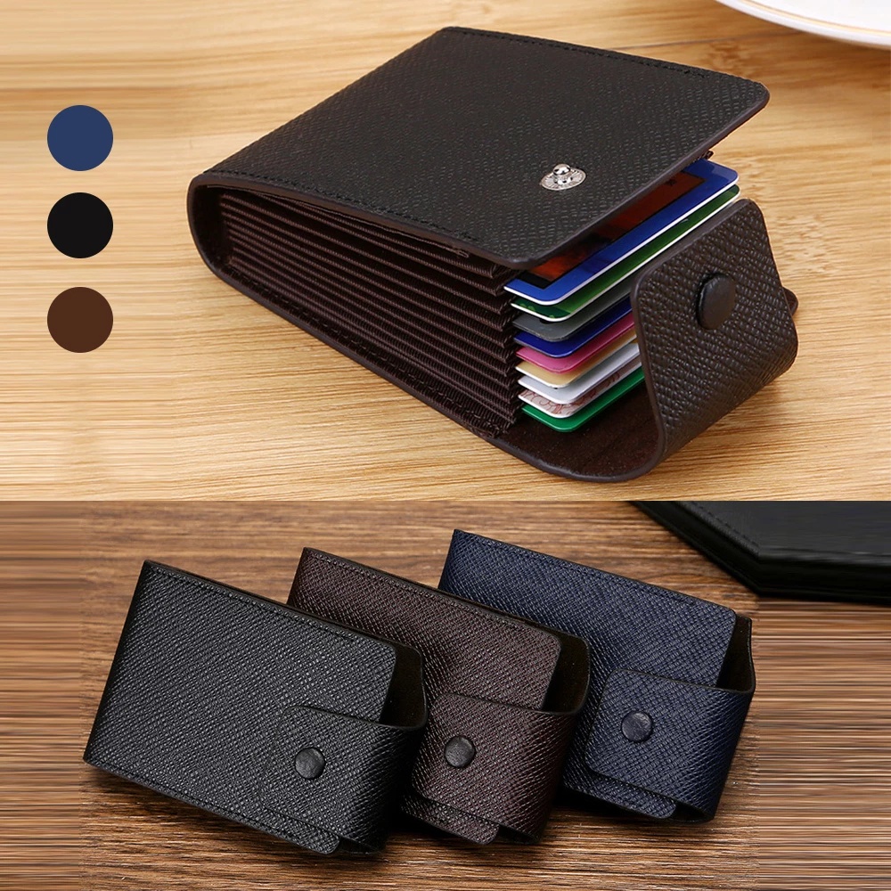 Cartão De Crédito De Couro De Moda Masculina Walllet Com Botão Snap/Unissex De Grande Capacidade Porta-Cartões Multi/De Órgãos Posições Para De Banco
