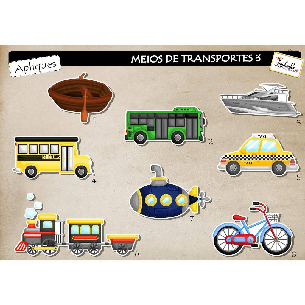 APLIQUES RECORTADOS - MEIOS DE TRANSPORTE 3 - TAG, LEMBRANCINHA, DECORAÇÃO, FESTA, ANIVERSÁRIO, ARTE