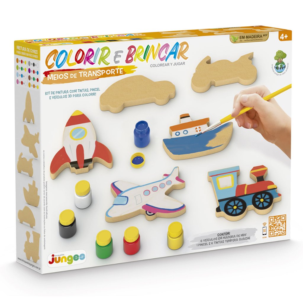 KIT COLORIR E BRINCAR MEIOS DE TRANSPORTES - JUNGES - 338