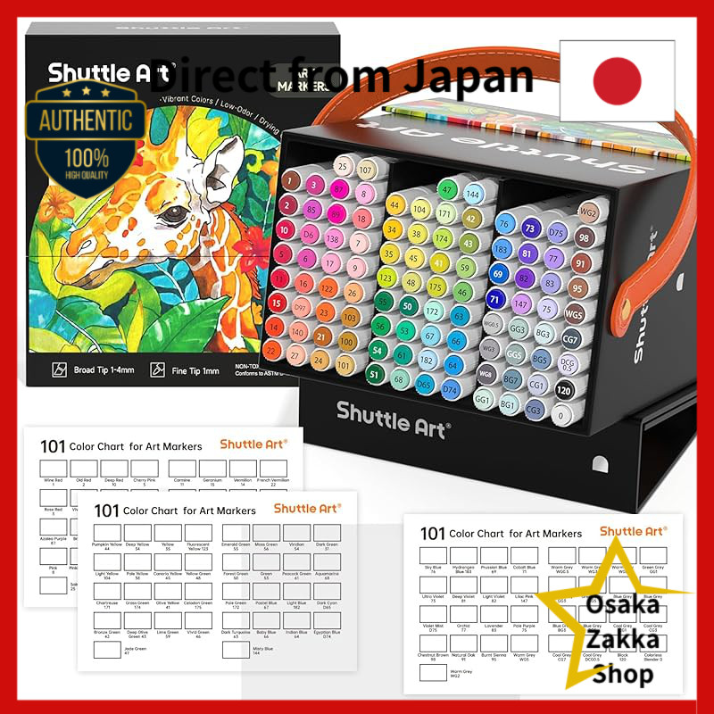Conjunto De Marcadores De Ilustração Shuttle Art-Versáteis De Ponta Dupla Para Arte E Design , 100 Cores , Inclui Caneta Liquidificadora Maleta De Transporte , Ideal Adultos Crianças