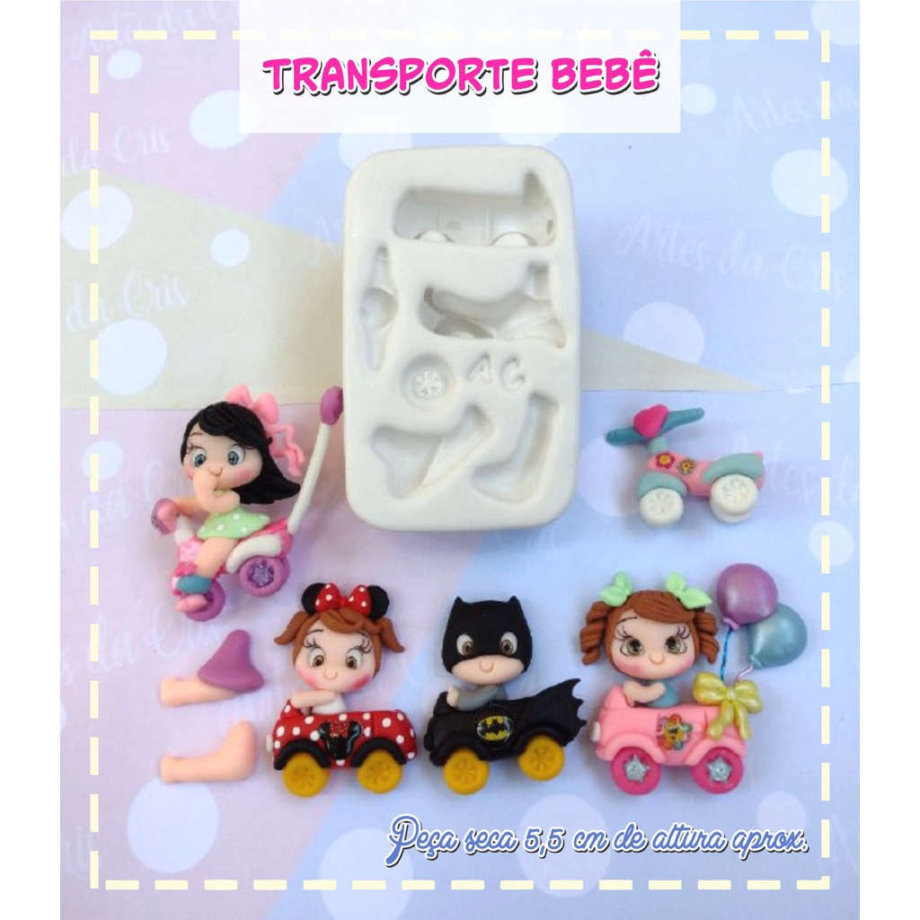 Molde De Silicone Para Biscuit Transporte Bebê - Artes Da Cris