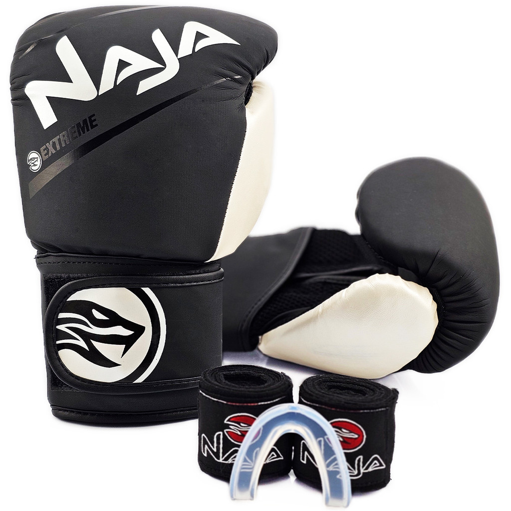 Kit Muay Thai Extreme Com Luva Profissional, Bucal, Bandagem, Bolsa de Transporte - Naja
