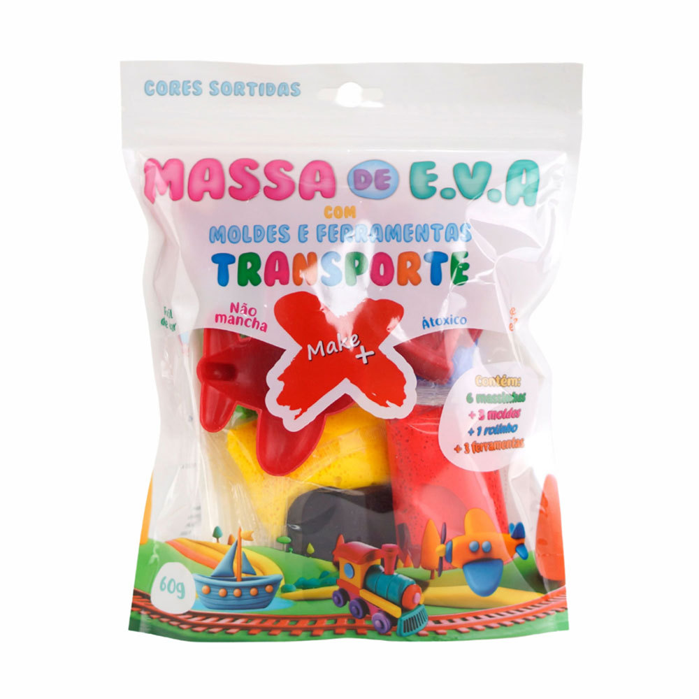 Massa de EVA em pote 60g 6 cores Transporte Gatte