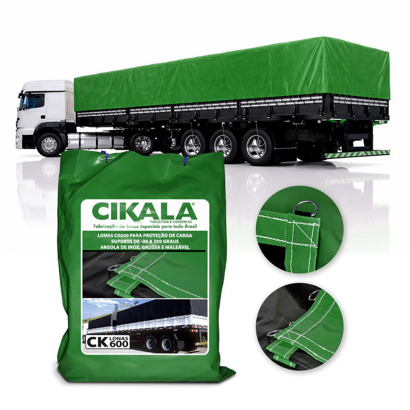 Verde Lona Ck600 Para Caminhão 5X2 Metros Pvc Com 1/2 Argolas Reforçada Para Proteção No Transporte