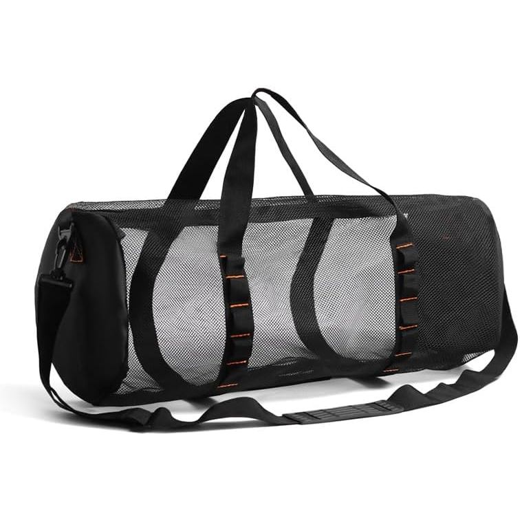 Large Capacity Mesh Duffel Bag, Breathable Ventilated Tote for Diving, Yoga, Gym, Laundry and Beach, Foldable Round Shou