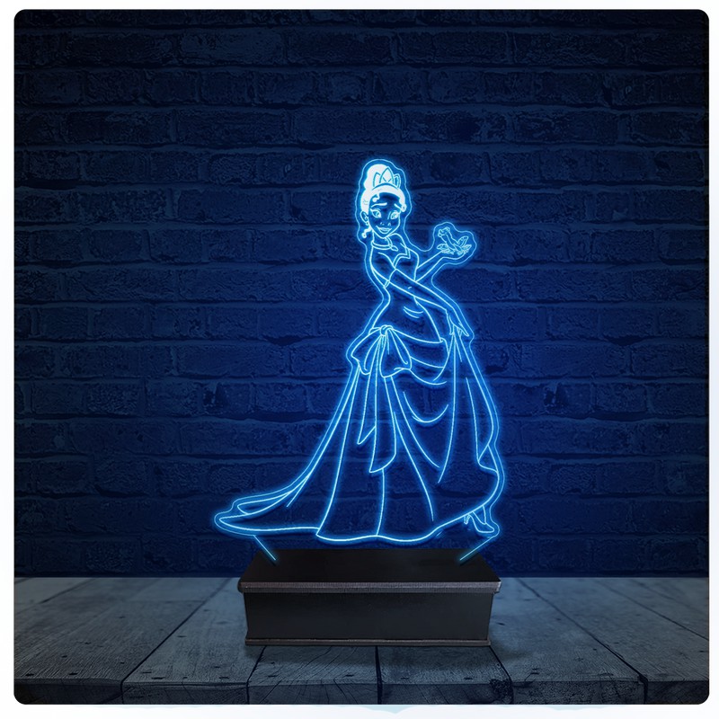 Luminária Led Acrilico Abajur - Cinderela Princesas Disney A princesa e o sapo
