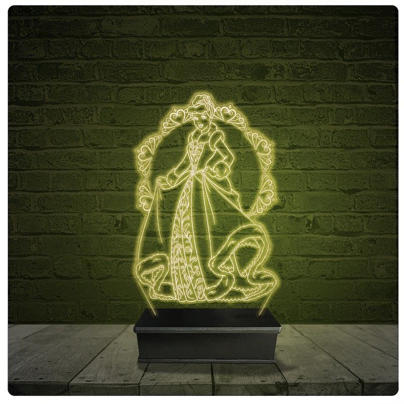 Abajur Luminária Acrílico Led - Princesa Cinderela disney 04