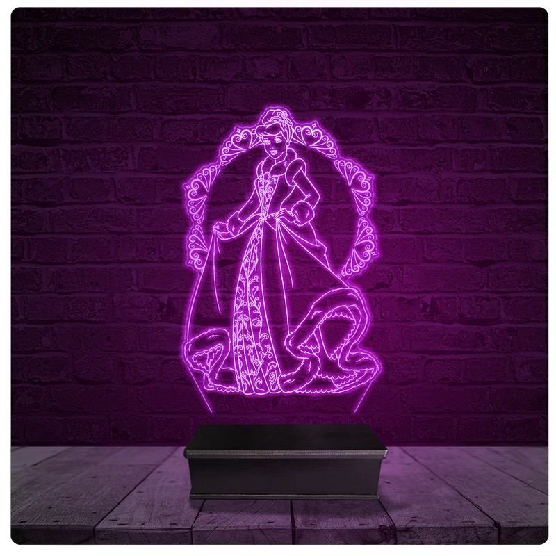 Abajur Luminária Acrílico Led - Princesa Cinderela disney 04