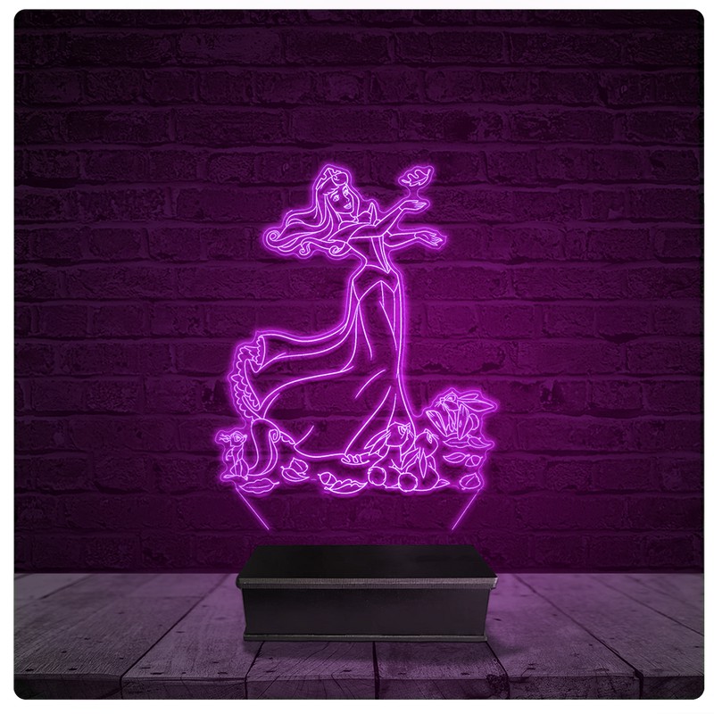 Luminária Led Acrilico Abajur - Princesa Cinderela Disney