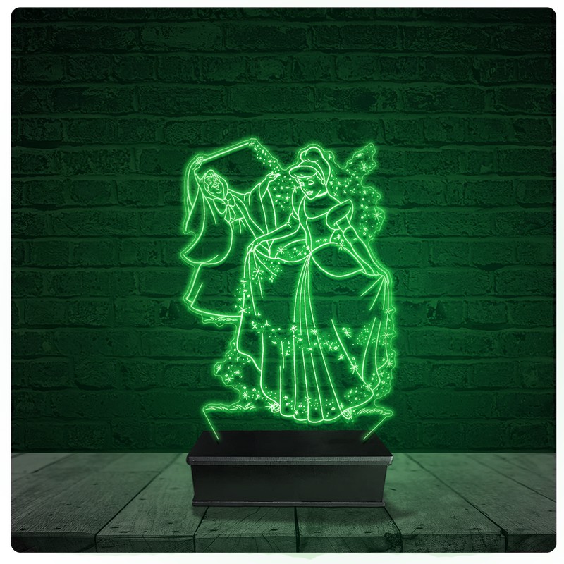 Luminária Abajur Acrílico Led - Princesa Cinderela disney 03