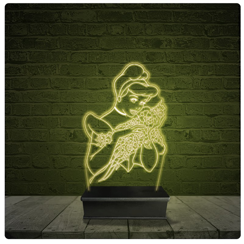 Led Luminária Acrílico Abajur - Disney Princesa Cinderela 21