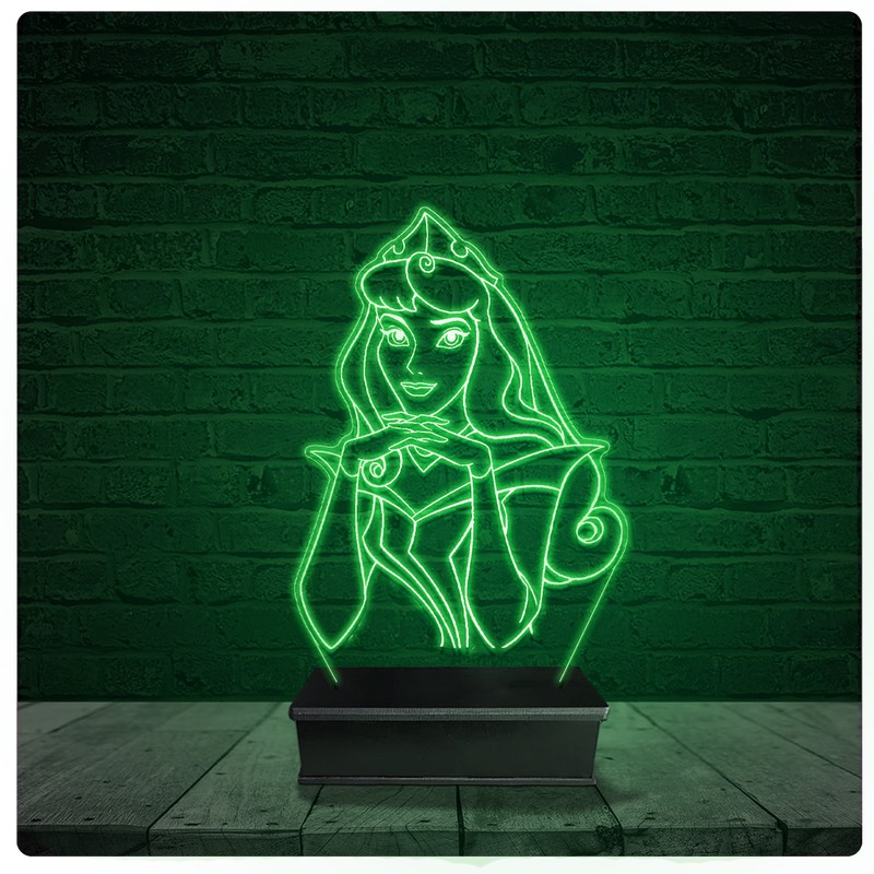 Luminária Abajur Acrílico Led - Disney Princesas Cinderela Bela adormecida