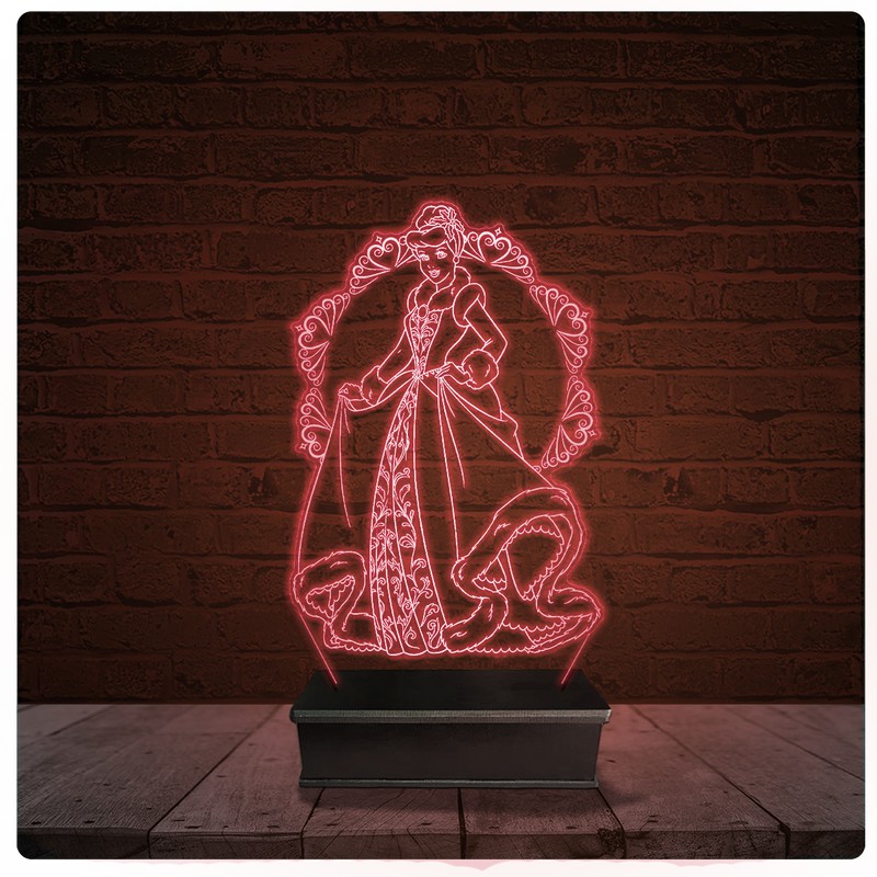 Abajur Luminária Acrílico Led - Princesa Cinderela disney 04
