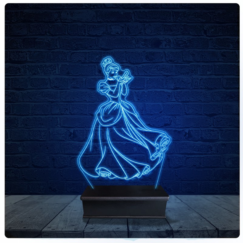 Luminária Led Acrilico Abajur - Princesa Cinderela disney 02
