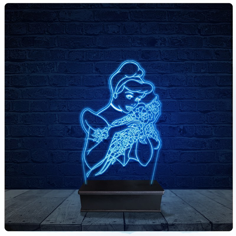 Luminária Led Acrilico Abajur - Disney Princesa Cinderela 21