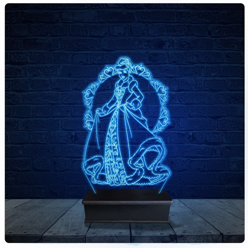 Abajur Luminária Acrílico Led - Princesa Cinderela disney 04