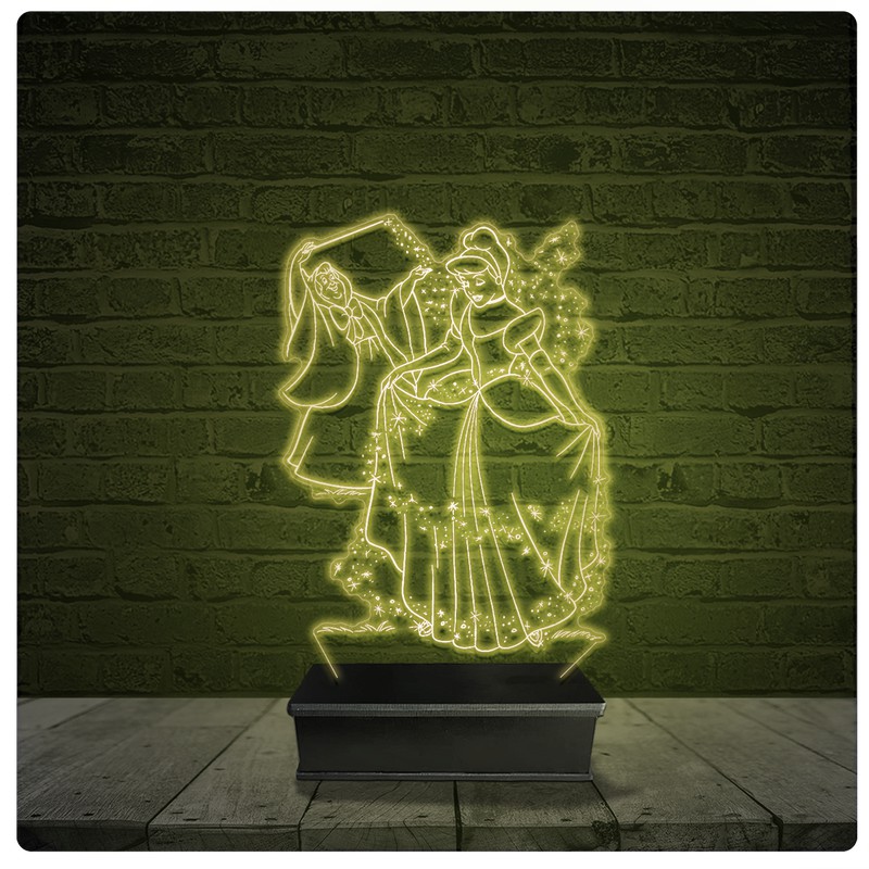 Led Luminária Acrílico Abajur - Princesa Cinderela disney 03