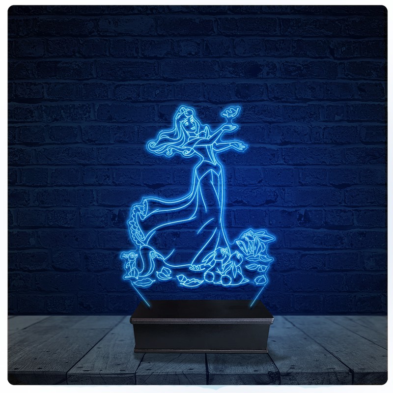 Led Luminária Acrílico Abajur - Princesa Cinderela Disney