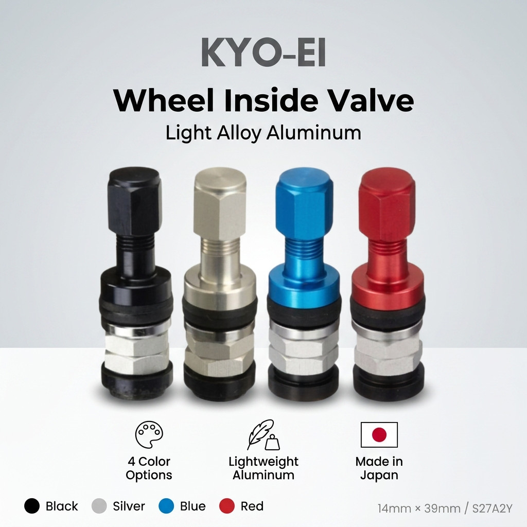 KYO-EI S27A2Y Wheel Inside Valve Light Alloy Aluminum 14mm x 39mm Blue Silver Red Black S27A2YBL S27A2YS S27A2YR S27A2YB