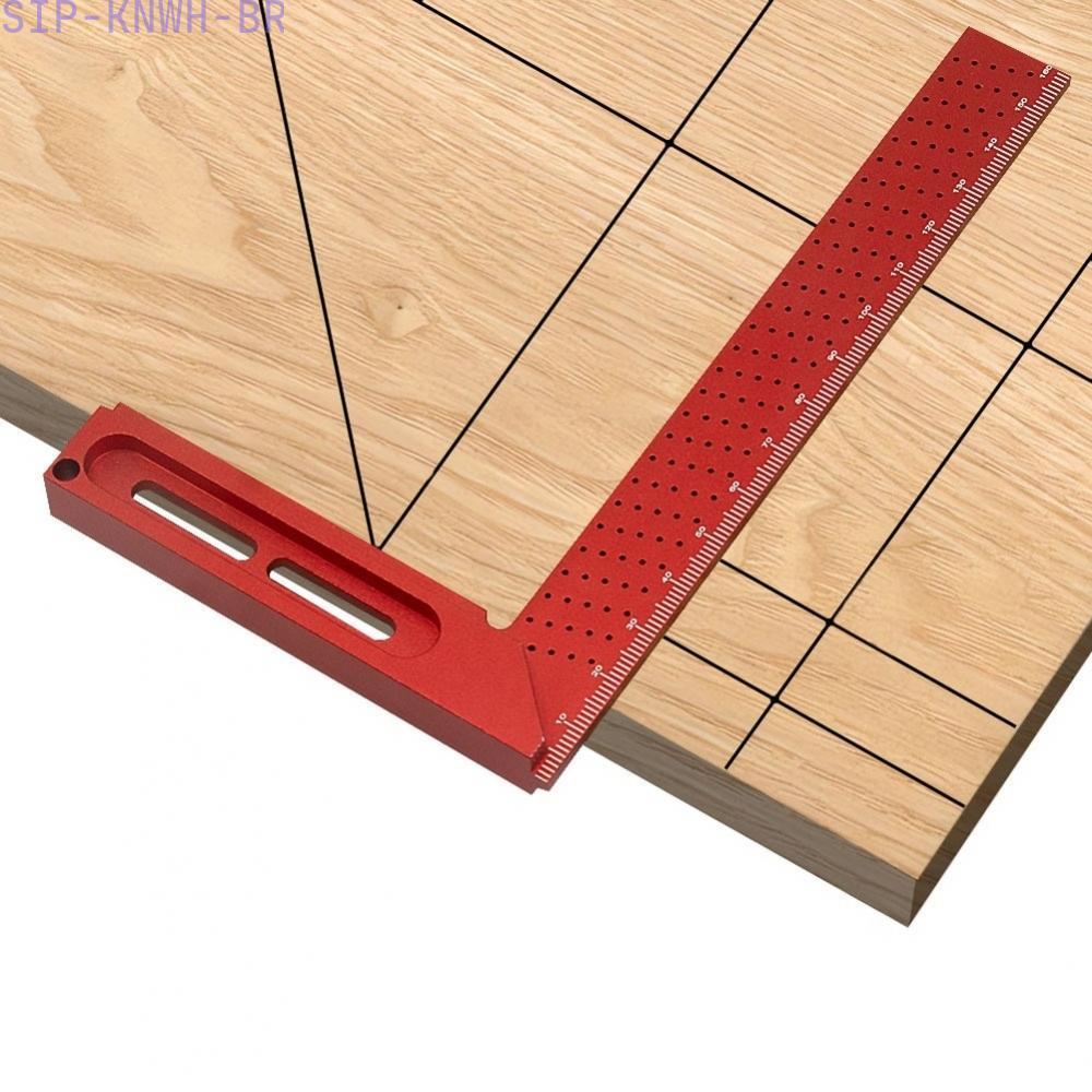 [SIP-KNWH-BR]160mm Aluminum Alloy Right Angle Hole Ruler 45/90 Degree Woodworking Square-New In 11-