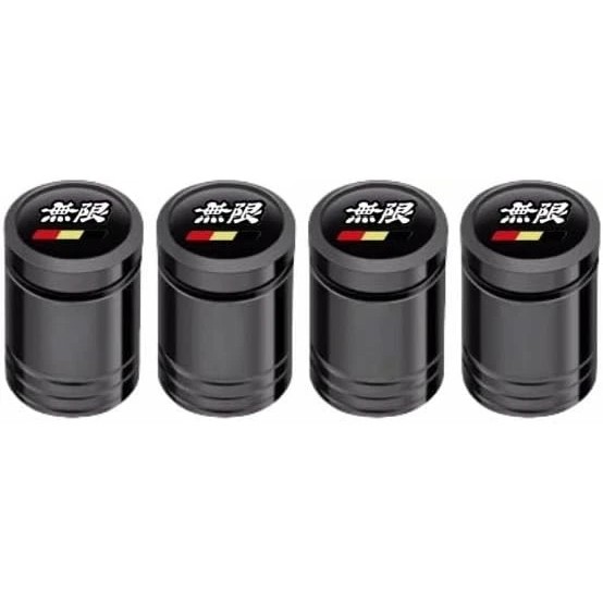 Mugen Tire Valve Stem Caps Black Aluminum Alloy Air Valve Caps Set of 4 for Hond