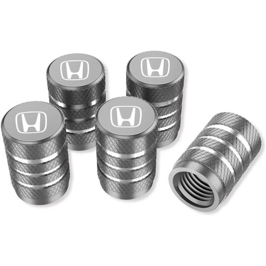 Honda Logo Tire Valve Stem Caps Silver Aluminum Alloy Air Valve Dust Covers Set