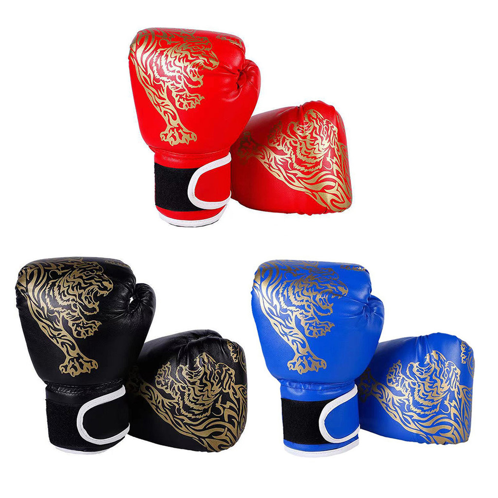 inhzoy 1 Pair Unisex Children Adults Tiger Printed Boxer Gloves Heavy Punching Bag Gloves for Boxing Kickboxing Training