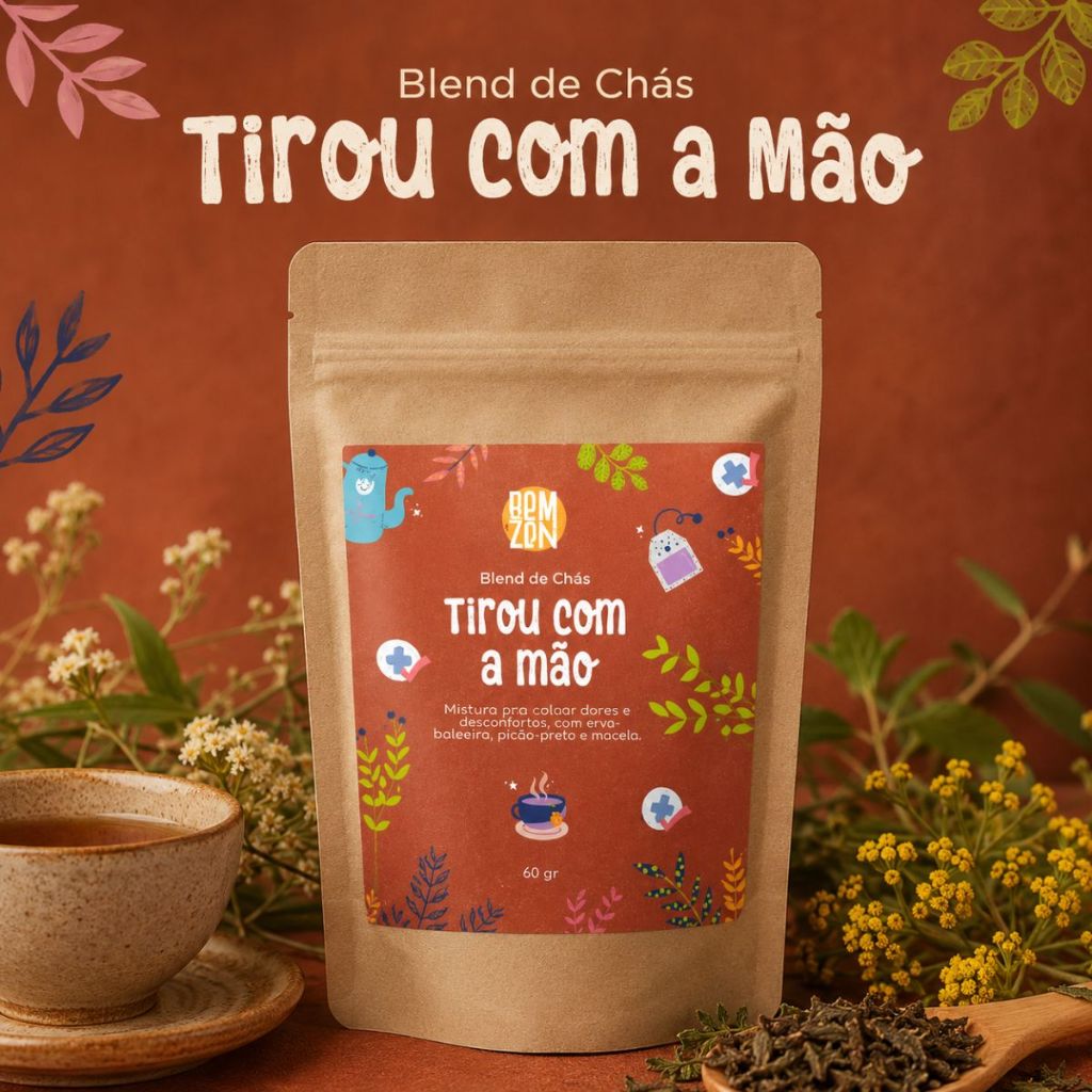 Blend de Chá Dores e Desconfortos - Tirou com a Mão 60gr - BemZen
