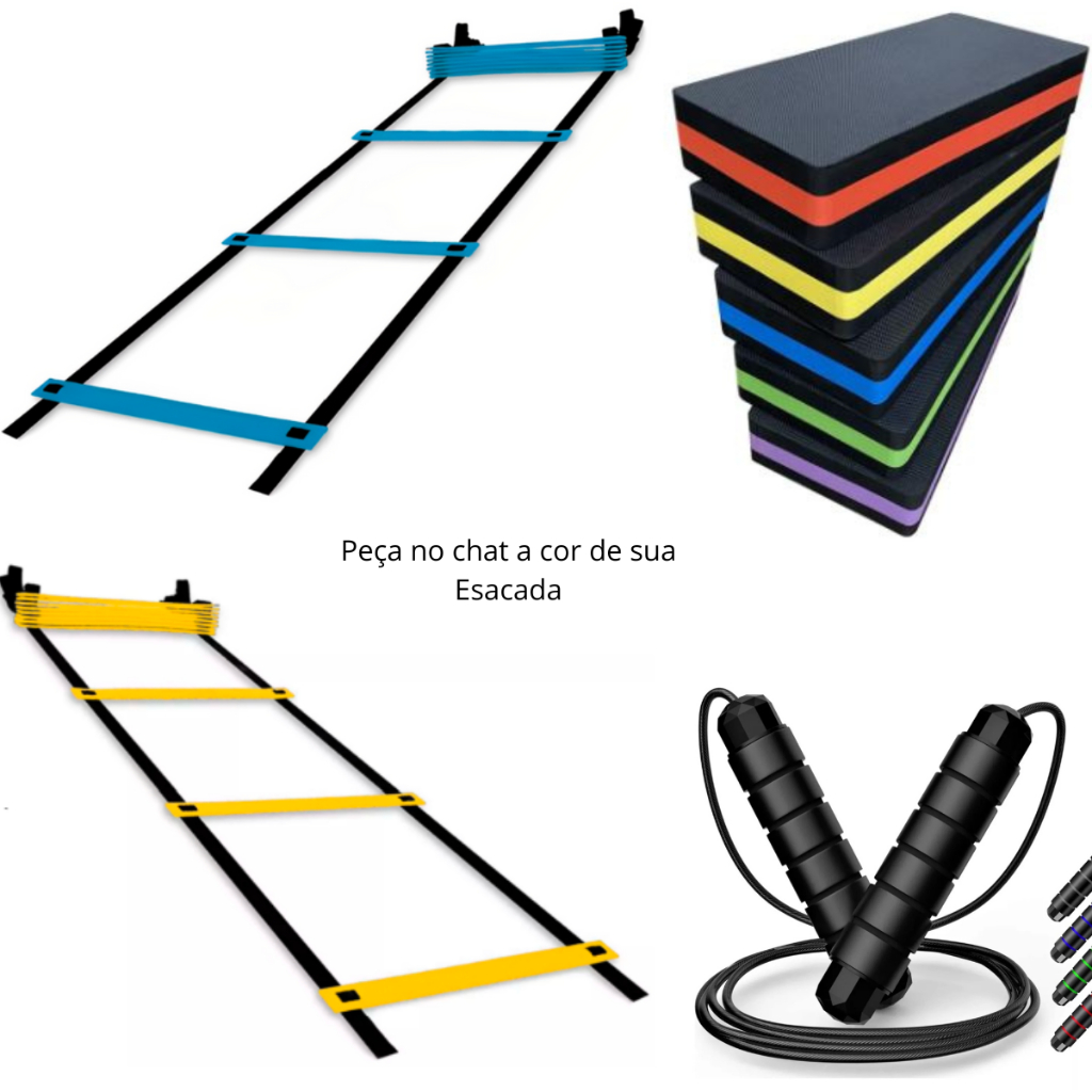 Kit 1 Step E V A 60x28x10 1 Corda De Pular Speed Rope Ajustavel Profissional 1 Escada Com 7 Degraus