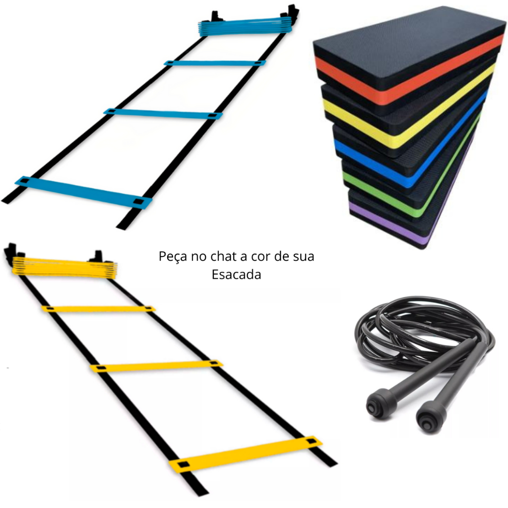 Kit 1 Step E V A 60x28x10 1 Corda de Pular Pvc Ajustável 1 Escada Com 7 Degraus