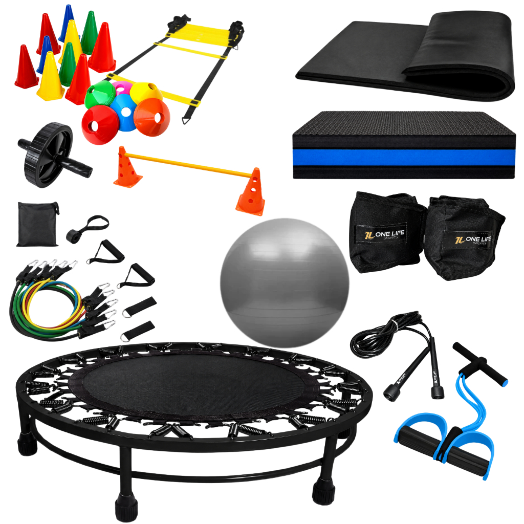 Kit Funcional Completo Mini Jump Step Caneleira 4kg Bola Pilates Escada Agilidade Fitness