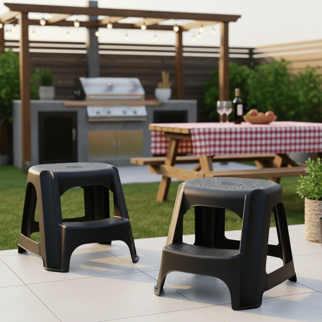 Banqueta Escada Step Multiuso Plástico 2 Degraus Preto 25616 - Arqplast / Casa / Banco