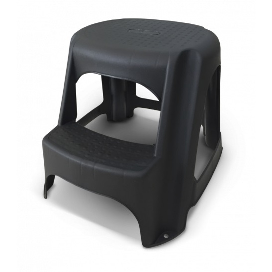 Banqueta Banco Step Com 2 Degraus Escada Multiuso Preto Resistente Arqplast
